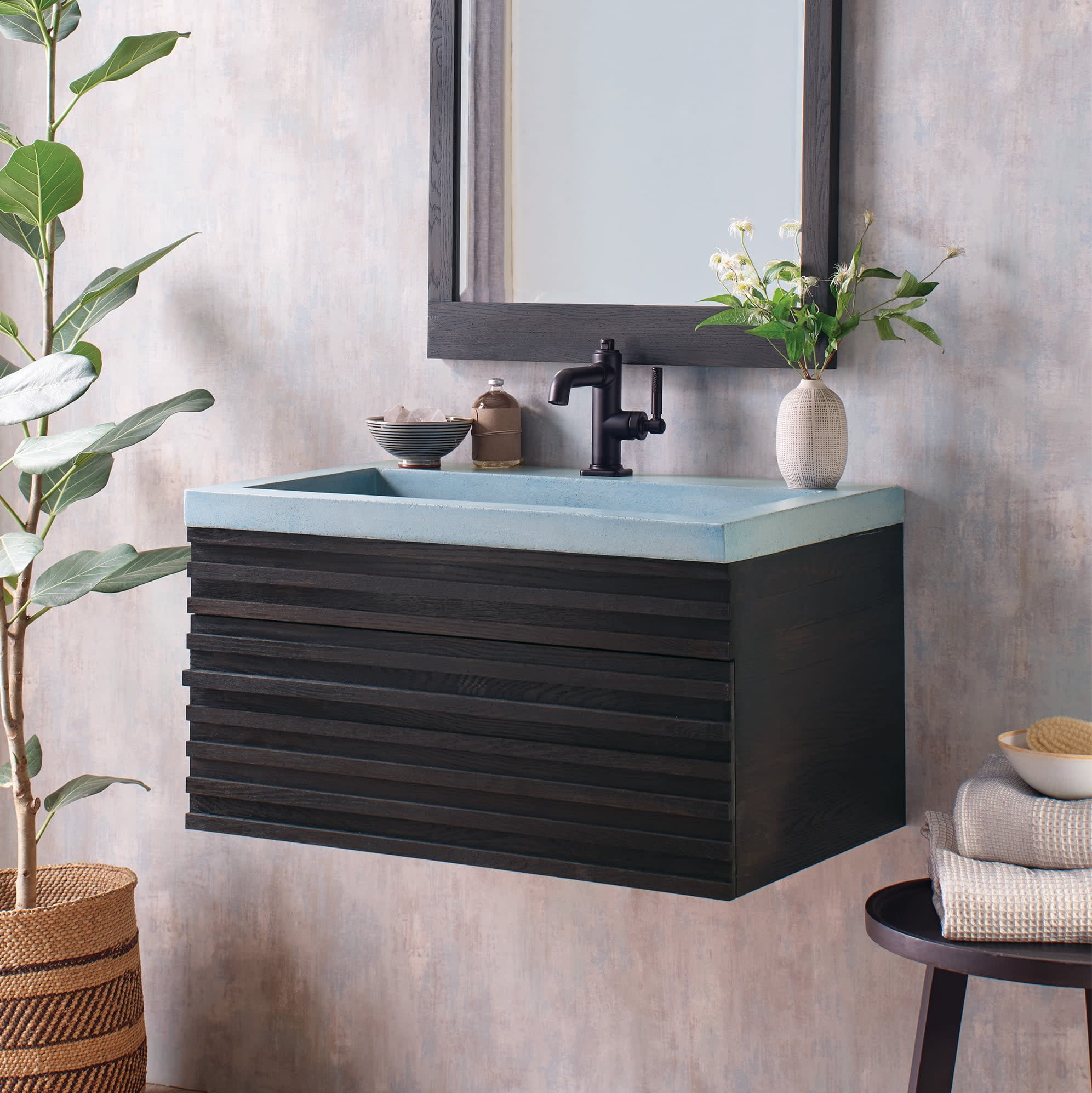 Native Trails NSL3019-O Nativestone 30" Rectangular Concrete Drop In Bathroom Sink - Ocean
