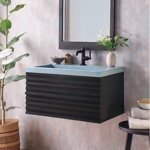 Native Trails NSL3019-O Nativestone 30" Rectangular Concrete Drop In Bathroom Sink - Ocean