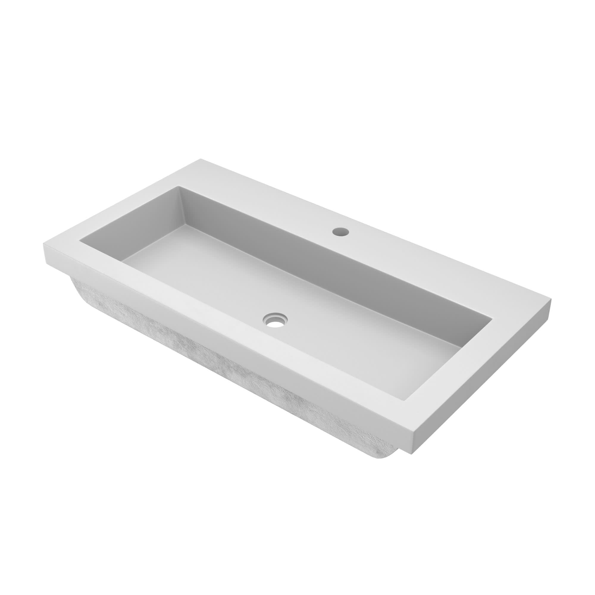 36-Inch Copper and Stone Rectangular Drop-In Sink