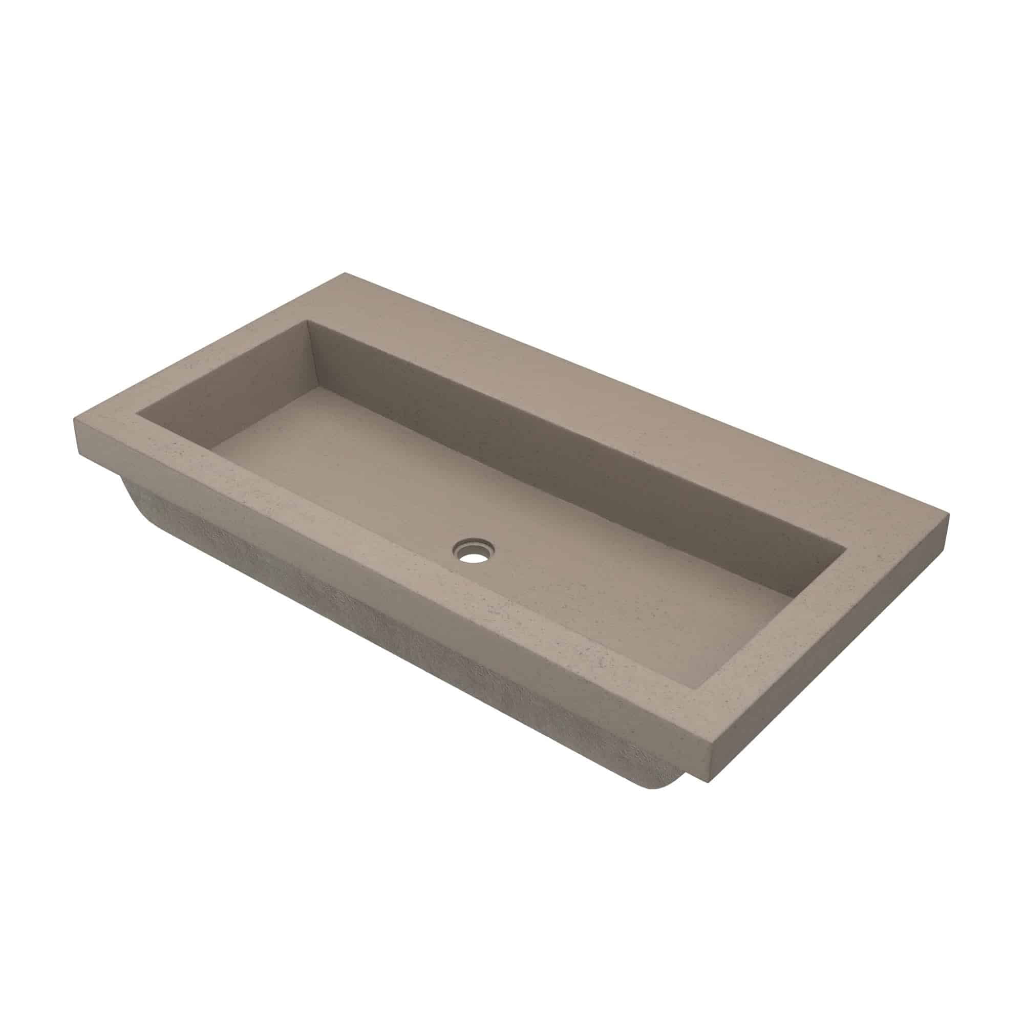 Modern Trough 36" Rectangular Bathroom Sink in Earth Stone