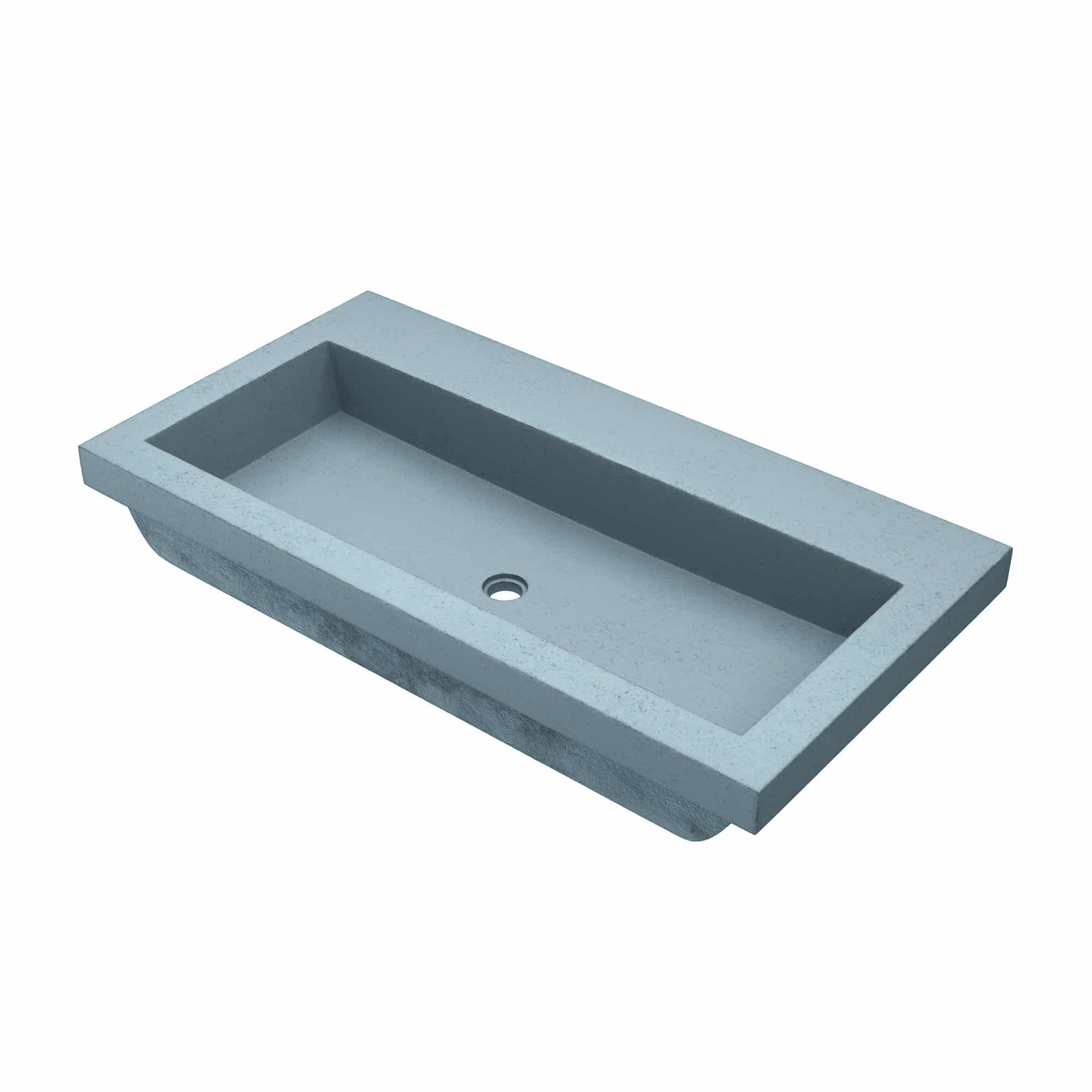 Ocean Blue Concrete Rectangular Bathroom Sink, 36-inch