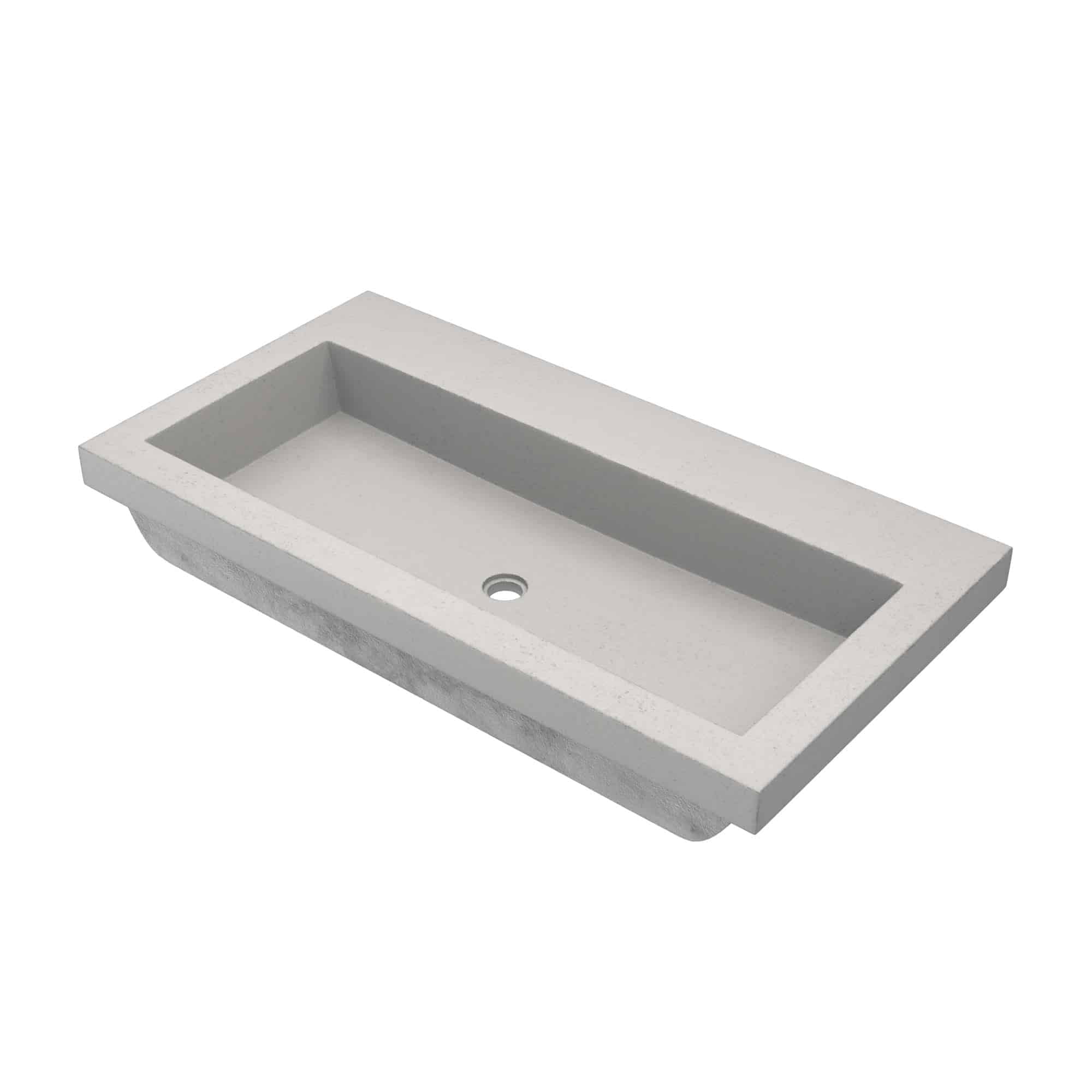 Ash Gray 36" Concrete Rectangular Drop-In Bathroom Sink