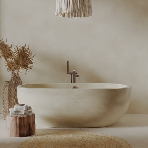 Native Trails NST7236-D Nativestone 72" Free Standing Concrete Soaking Tub - Sand