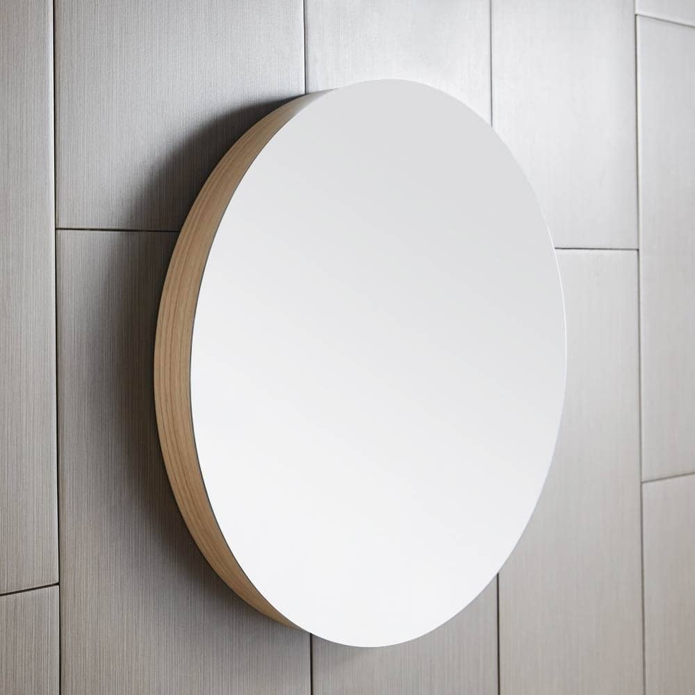 Solace 28" Light Oak Wood Bathroom Vanity Mirror