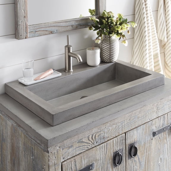 Native Trails Trough Bathroom Sink With Ash Finish NSL3019-AX