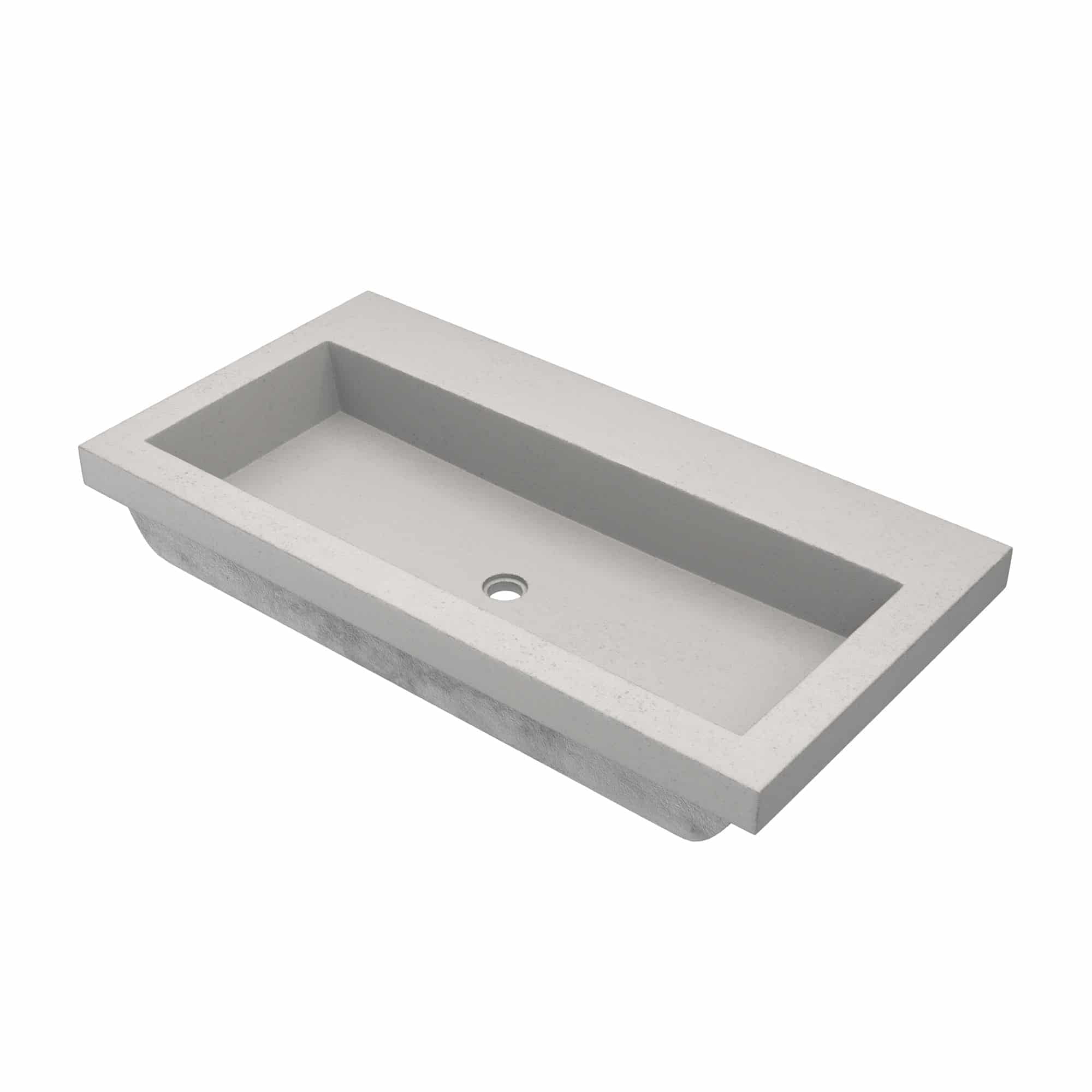 Ash Gray 36" Concrete Rectangular Drop-In Bathroom Sink
