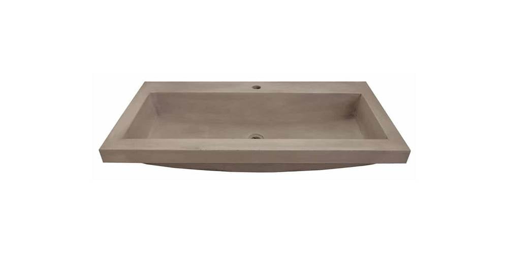 Modern Trough 36" Rectangular Bathroom Sink in Earth Stone