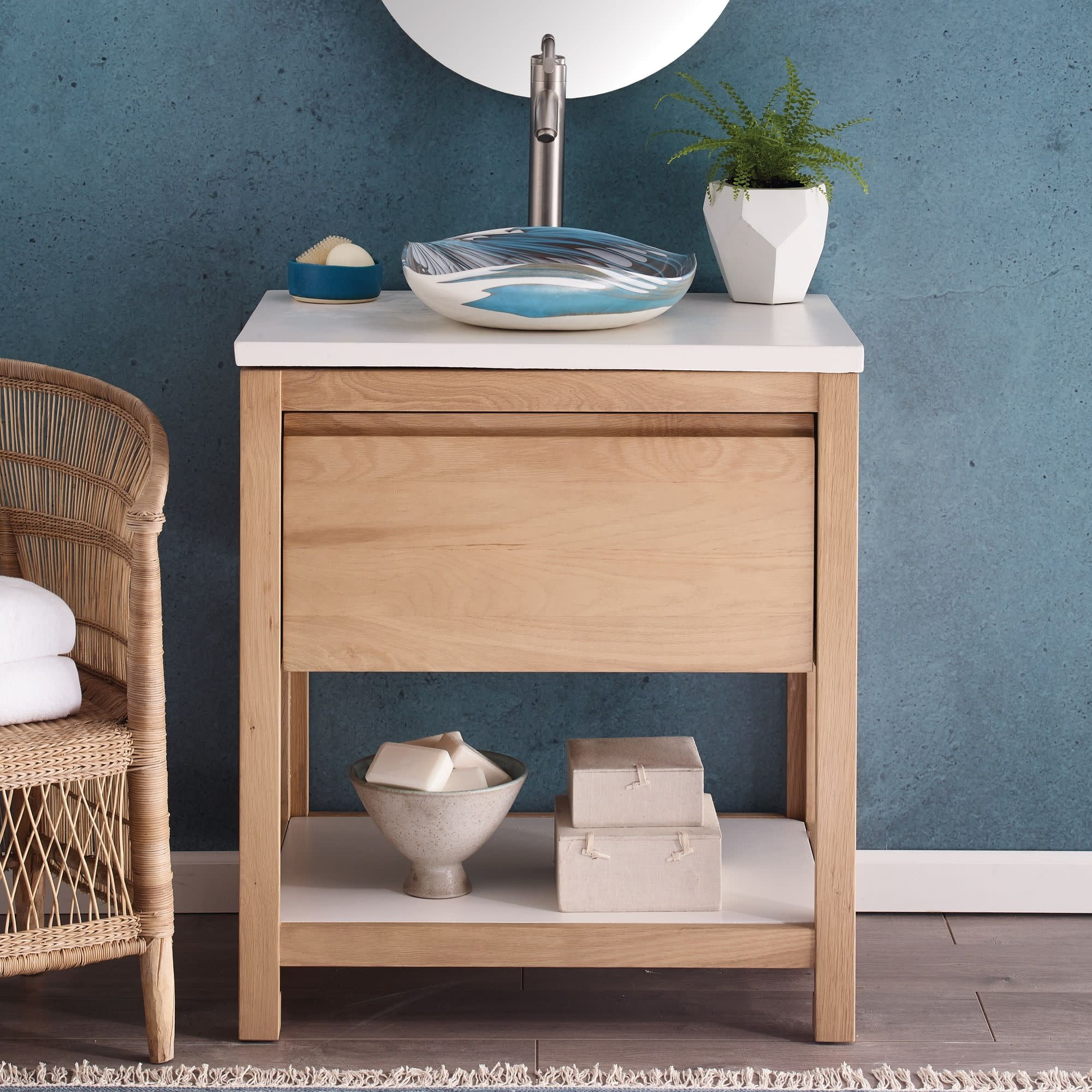 Solace Sunrise Oak 30" Freestanding Single Vanity Base