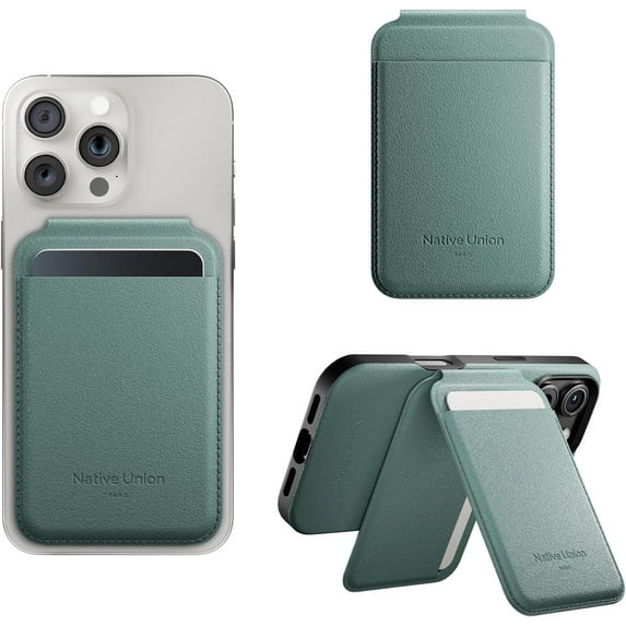Native Union Active Wallet Stand – Strong Magnetic 4-Card Wallet for Smart Phones (Slate Green)