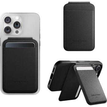 Native Union Active Wallet Stand – Strong Magnetic Stick on 4-Card Wallet for Smart Phones (Black)