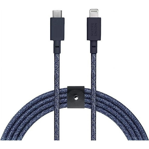 Native Union Belt Cable - 10ft Ultra-Strong Cable USB Type C for iPhone 13 and earlier (Indigo)