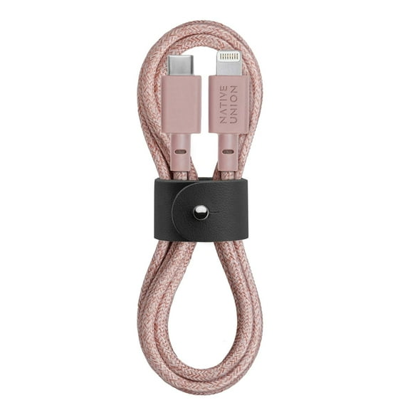 Native Union Belt Cable - 4ft Ultra-Strong Reinforced USB Type C Charging Cable (Rose)