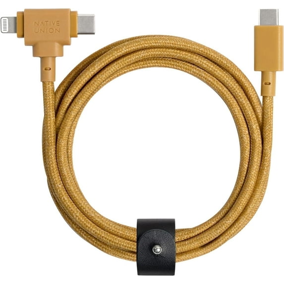Native Union Belt Cable Duo - 2-in-1 - 5ft Ultra-Strong Universal Type C Charging Cable (Kraft)