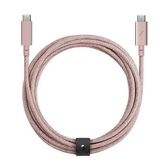 Native Union Belt Cable Pro - 100W USB Type C - 8ft Ultra-Strong Charging Cable for Laptop (Rose)