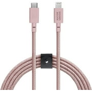 Native Union Belt Cable USB-C to Lightning - 10ft Ultra-Strong Reinforced Cable [MFi Certified] for iPhone 14, Phone 14 Plus, iPhone 14 Pro, iPhone 14 Pro Max, iPhone 13 and Earlier (Rose)