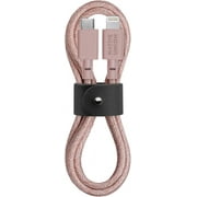 Native Union Belt Cable USB-C to Lightning - 4ft Ultra-Strong Reinforced Charging Cable with Leather Strap [MFi Certified] Compatible with iPhone 14, iPhone 13 and Earlier (Rose)