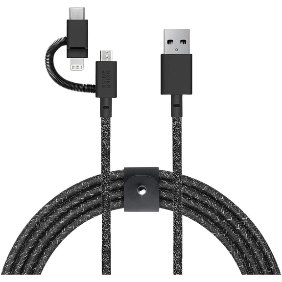 Native Union Belt Cable Universal - 6.5ft USB-C Charging Cable 3-in-1 Adaptor (Cosmos)