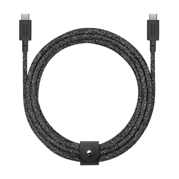 Native Union Belt Cable XL 100W – USB-C 10ft Ultra-Strong with Leather Strap (Cosmos)
