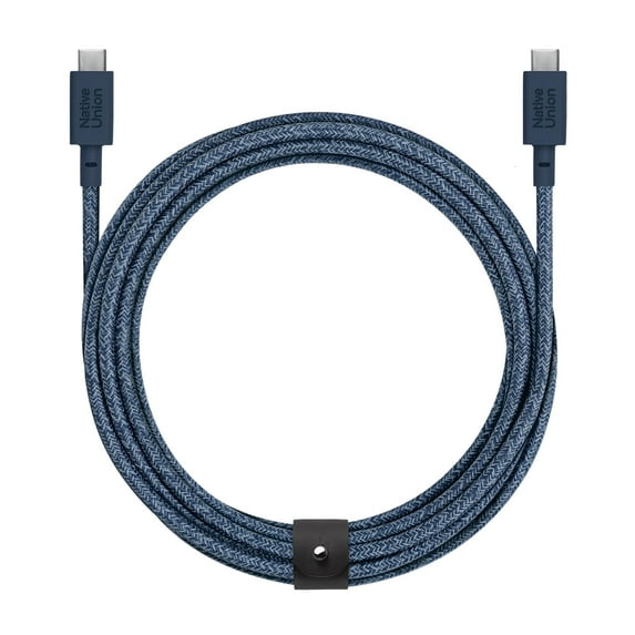 Native Union Belt Cable XL – 100W USB-C to USB-C 10ft / 3m Ultra-Strong Charging Cable with Cable Strap – Compatible with iPhone 16, MacBook Pro 14"/16" M4, Air 13"/15" M3, Surface Go 3 (Navy)