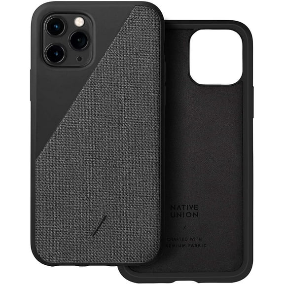 Native Union Clic Canvas Case - Crafted with Premium Woven Fabric Cover Slim and Lightwieght with Form-Fitting Protection - Compatible with iPhone 11 Pro (Black)