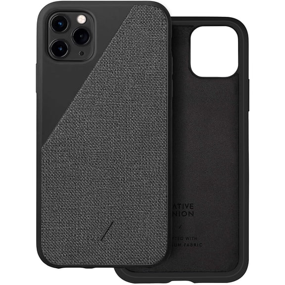 Native Union Clic Canvas Case - Crafted with Premium Woven Fabric Cover Slim and Lightwieght with Form-Fitting Protection - Compatible with iPhone 11 Pro Max (Black)