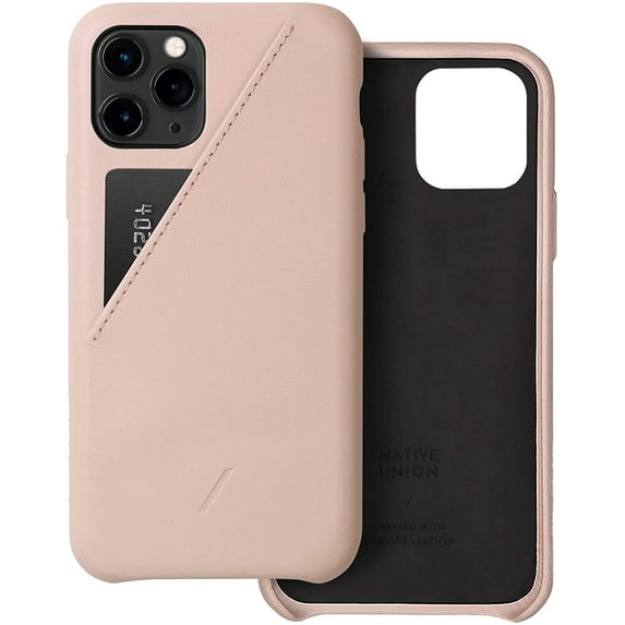 Native Union Clic Card Case - Crafted with Genuine Italian Nappa Leather Slim and Lightweight Cover with Card Holder - Compatible with iPhone 11 Pro (Nude)