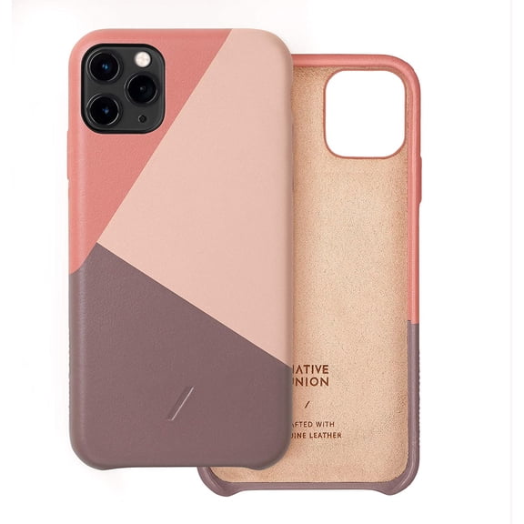 Native Union Clic Marquetry Case - Handcrafted with Italian Nappa Leather Cover Fully Wrapped Leather Finish for Sleek Protection- Compatible with iPhone 11 Pro Max (Rose)