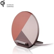 Native Union Dock Marquetry Wireless Charger - Genuine Italian Leather High Speed [Qi Certified] 10W Versatile Fast Wireless Charging Stand - Compatible with iPhone 11/11 Pro/11 Pro Max/XS Rose
