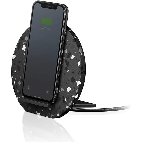 Native Union Dock Wireless Charger Terrazzo Edition - [Qi Certified] 10W Fast Charging and Versatile Stand for Wireless Devices - Compatible with iPhone 11/11 Pro/11 Pro Max/Xs/XS Max/XR/X/ (Black)
