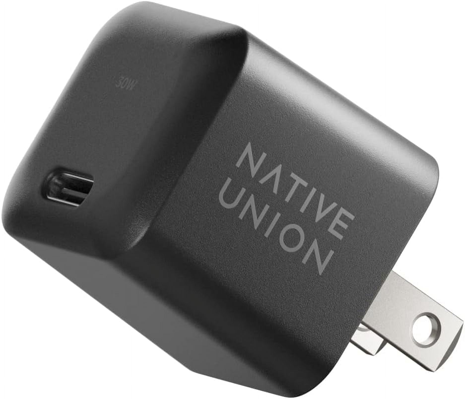 Native Union Fast GaN Charger PD 30W – Ultra-Compact Power Delivery USB-C Charger US/CA Plug(Black)