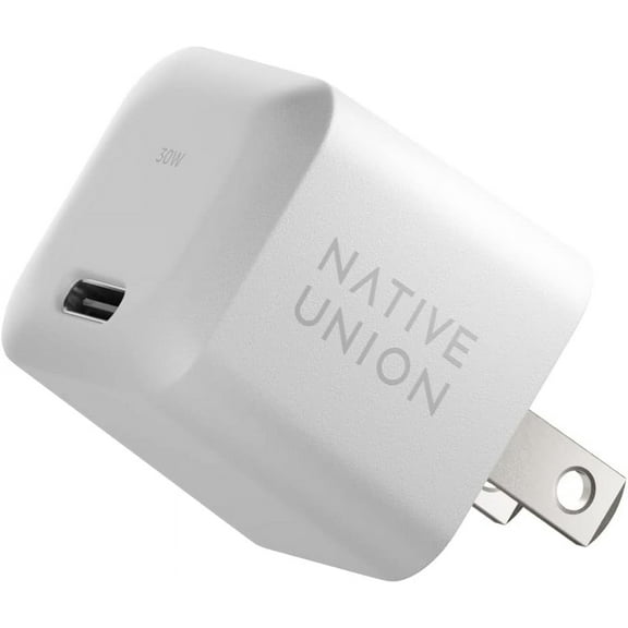 Native Union Fast GaN Charger PD 30W – Ultra-Compact Power Delivery USB-C with US/CA Plug (White)