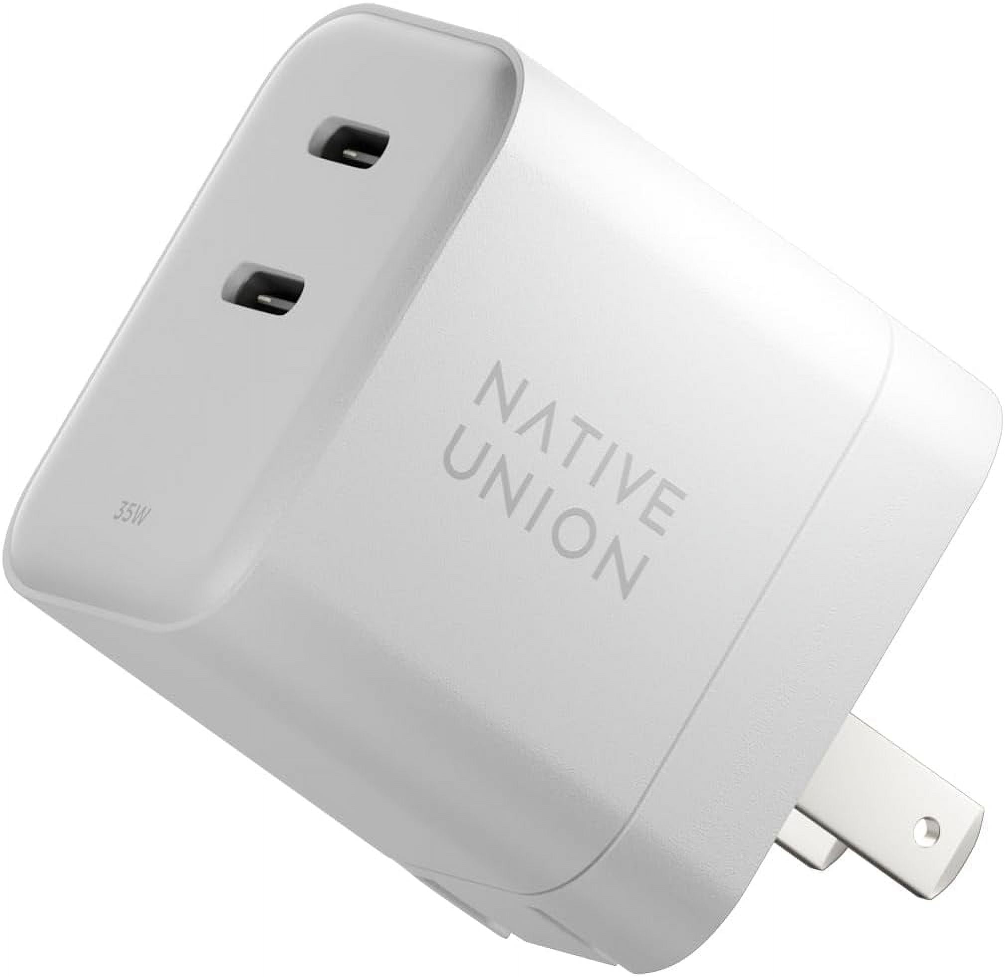 Native Union Fast GaN Charger PD 35W – Ultra-Compact Power Delivery Enabled USB-C US Plug (White)
