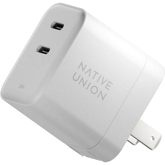 Native Union Fast GaN Charger PD 35W – Ultra-Compact Power Delivery Enabled USB-C US Plug (White)