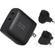 Native Union Fast GaN Charger PD 67W   USB-C Multi-Device Ports with US/CA, EU, UK Adapters Black