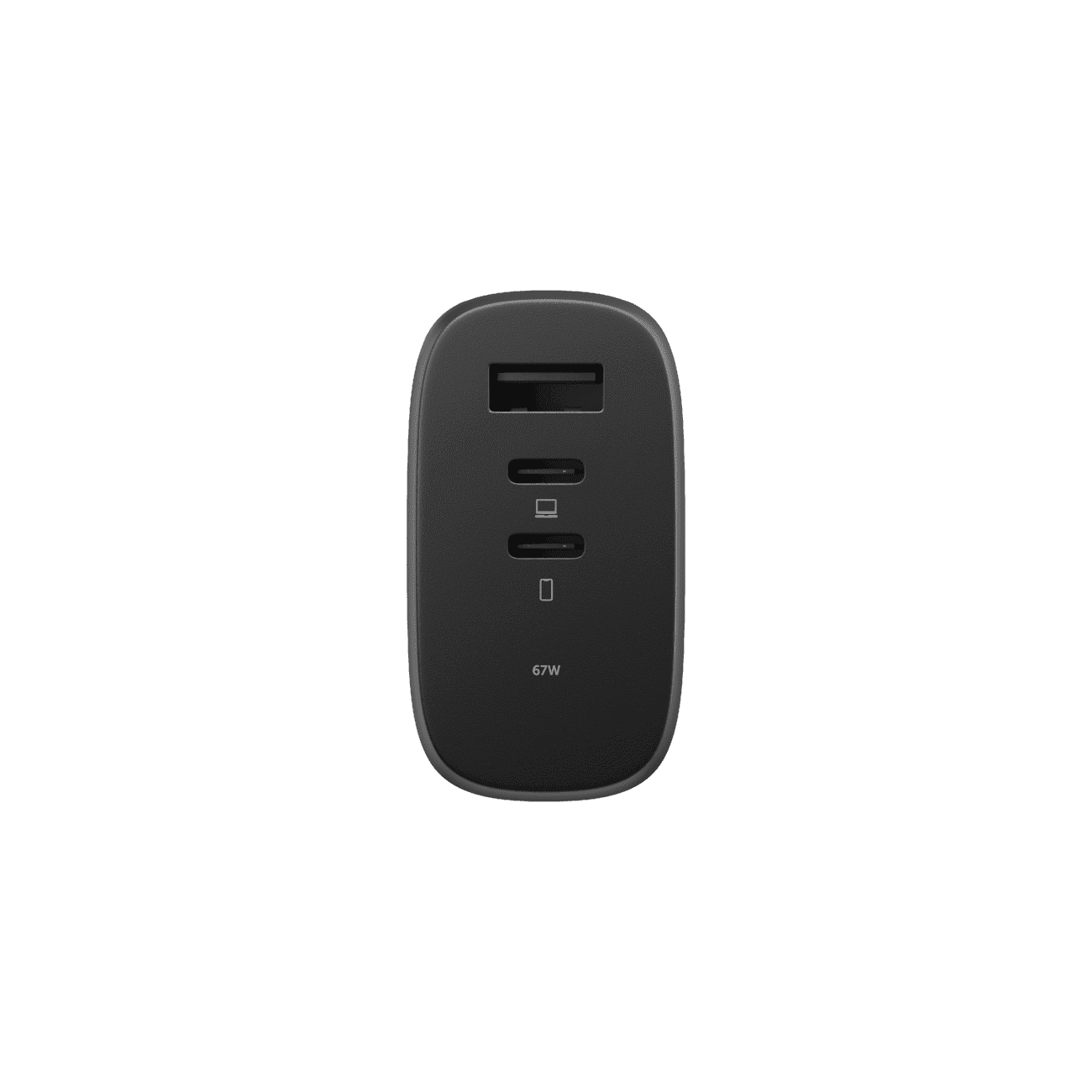 Native Union Fast GaN Charger PD67W – Three-Port Power Delivery USB-C & USB-A Travel Adapter(Black)