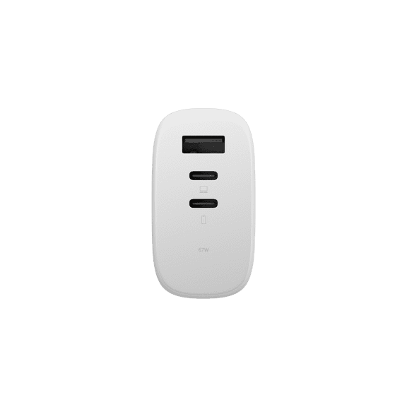 Native Union Fast GaN Charger PD67W – Three-Port Power Delivery USB-C & USB-A Travel Adapter(White)