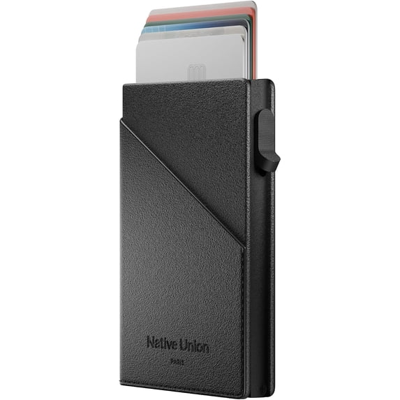Native Union Slide Card Wallet – MagSafe Compatible for iPhone – RFID Blocking Smart Card Holder for Men – Ultra Slim Recycled Leather with 1-Handed Slide Access – Holds up to 6 Cards (Black)