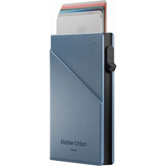 Native Union Slide Card Wallet – MagSafe Compatible for iPhone – RFID Blocking Smart Card Holder for Men – Ultra Slim Recycled Leather with 1-Handed Slide Access – Holds up to 6 Cards (Navy)
