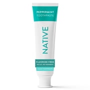 Native Toothpaste, Peppermint Flavor Fluoride Free Toothpaste, 4.1 oz, for Adults & Kids 2+