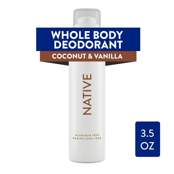 Native Whole Body Deodorant Spray, Aluminum Free, Coconut & Vanilla, for Women and Men, 2.65 oz