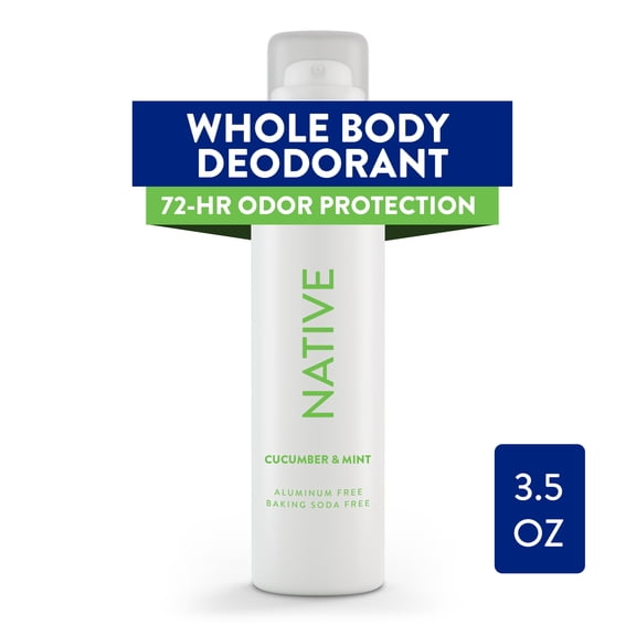 Native Whole Body Deodorant Spray, Cucumber & Mint, Aluminum Free, for Women and Men 3.5 oz