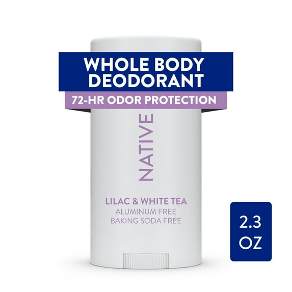 Native Whole Body Deodorant Stick, Lilac & White Tea, Aluminum Free, for Women and Men, 2.3 oz