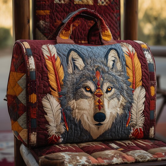 Native Wolf Quilted Duffle Bag