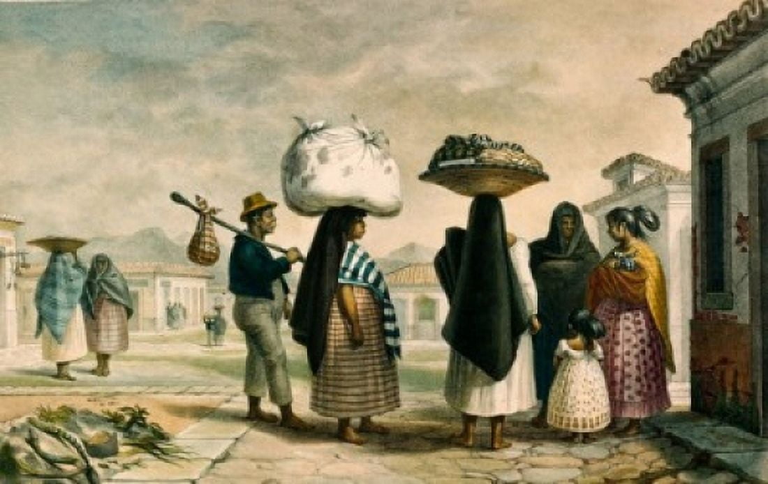 Native Women from Wild Country Seeking Work as Laundresses in Rio de Janeiro Jean Baptiste Debret (1768-1848 French) Canvas Art - Jean Baptiste (24 x 36)
