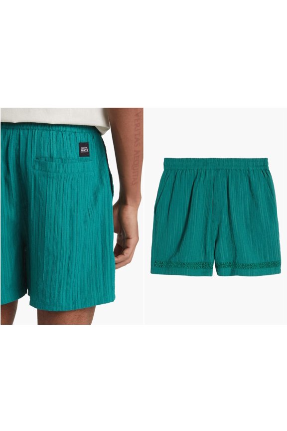 Native Youth Men's Relaxed-Fit Seersucker Shorts - Teal-30W