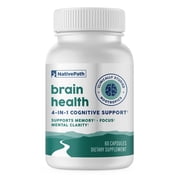 NativePath Brain Health Capsules, Bacopa, Alpha GPC, Ginkgo, Memory & Focus Support, 60 Count
