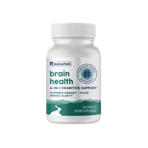NativePath Brain Health Capsules, Bacopa, Alpha GPC, Ginkgo, Memory & Focus Support, 60 Count