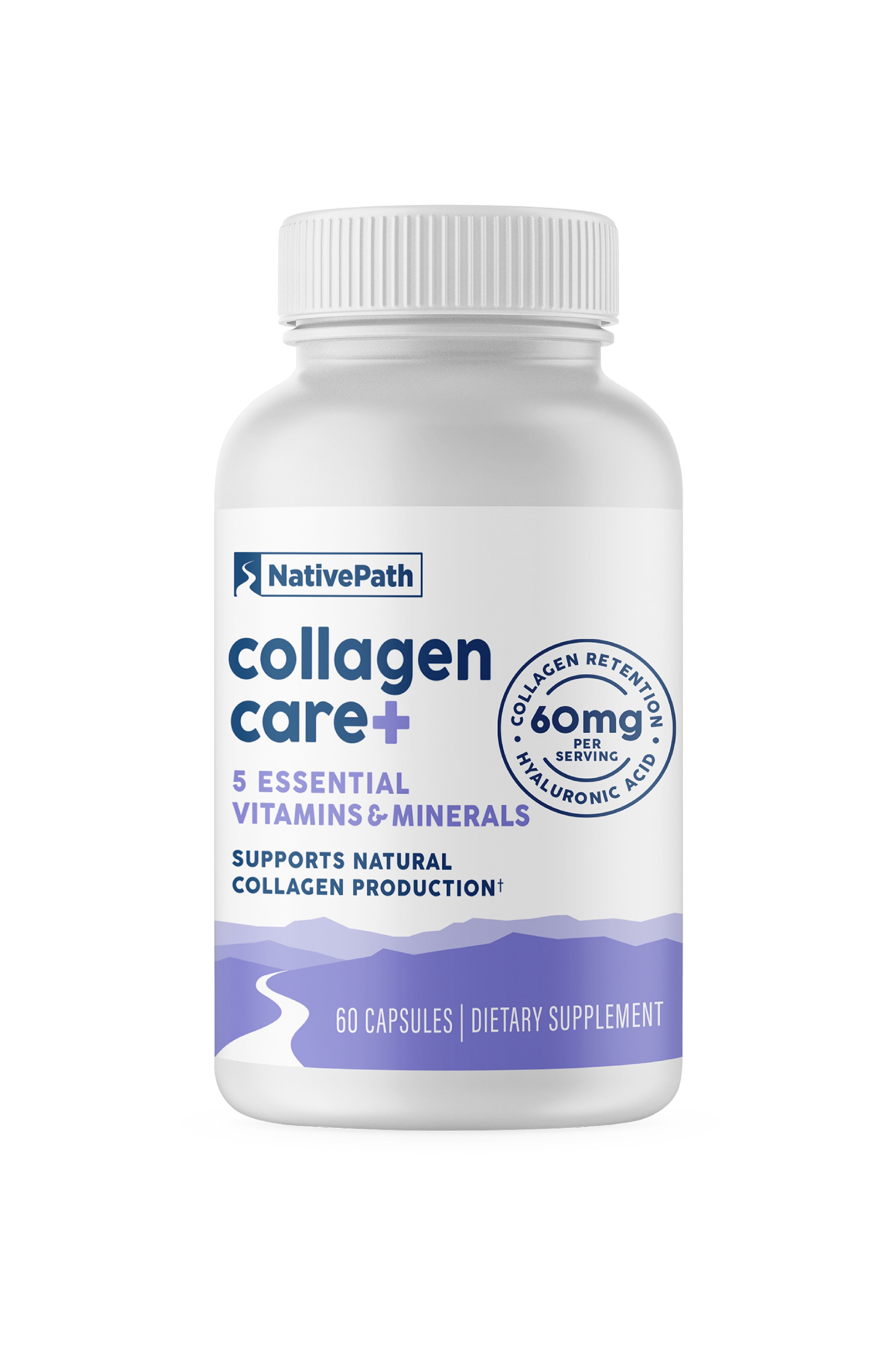 NativePath Collagen Care Plus, Vitamins with Hyaluronic Acid, Biotin and Boron for Women and Men, 60 Capsules