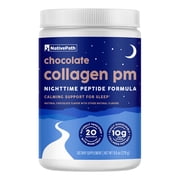 NativePath Collagen PM Chocolate, Nighttime Collagen Peptides with Magnesium, GABA & Melatonin, Sleep Support, 20 Servings