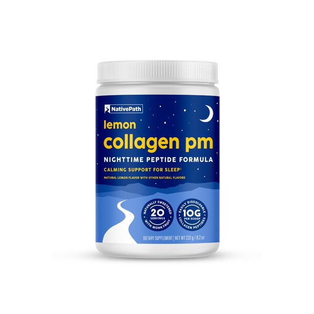 NativePath Collagen PM Lemon Nighttime Collagen Peptides Powder with